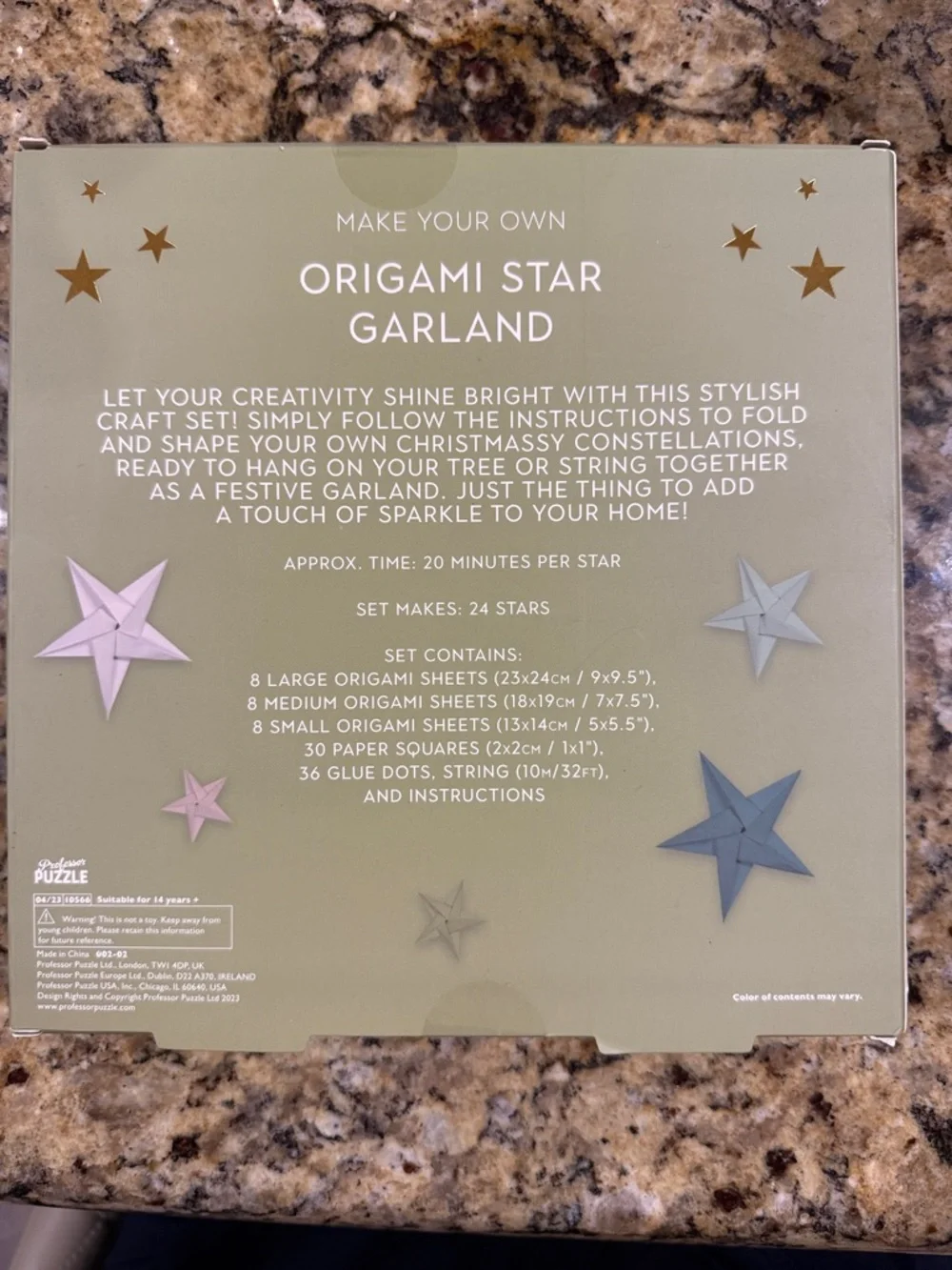 Origami Star Garland Kit — Make Your Own (Green, Pink, Gray)